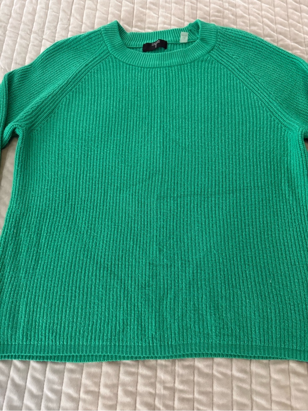 Tahari Green Ribbed Knit Crewneck Sweater Womens Size Large Raglan Pullover - Picture 6 of 8